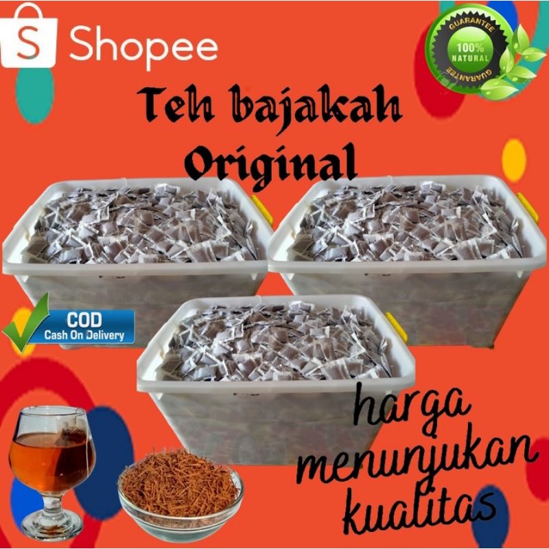 

TEH BAJAKAH ORIGINAL ASLI KALIMANTAN TANPA CAMPURAN 100 sachet Rp150.000 tanpa benang teh pengangan