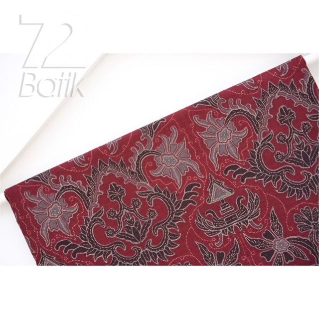 BAHAN BATIK PREMIUM Katun Motif Kembang Warna Merah Maroon Maron Marun 722822 Cap 72 Jarik Jarit Samping Kebat Panjang Batik Katun Modern Premium Bahan Seragam Batik Pernikahan Kantor Keluarga Murah Kamen Jadi Batik Bali Lembaran