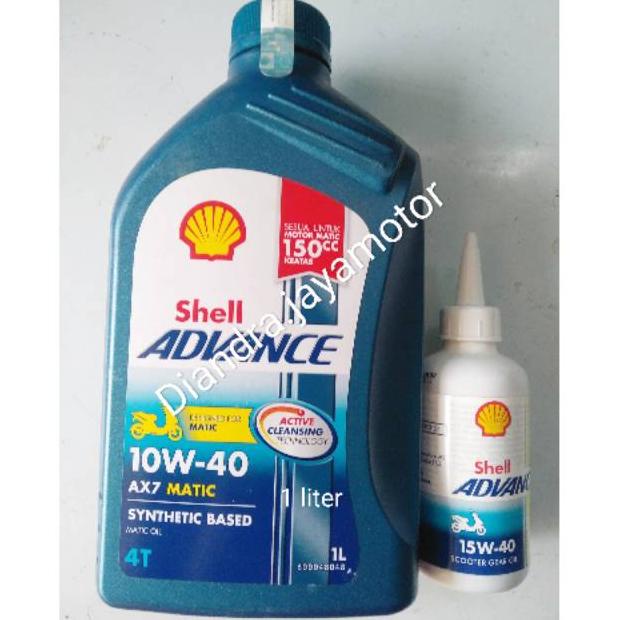 [[BISA COD]] Paket oli Shell ax7 1 liter + oli gear 100% original for all matic 150 cc