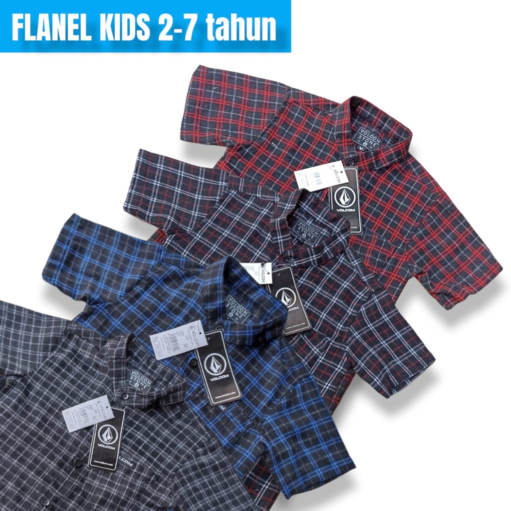 baju kemeja anak lengan pendek flanel kotak kotak cowok laki laki (usia 2-7 tahun)