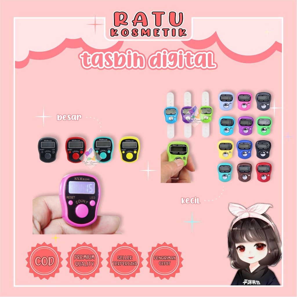 ❤ RATU ❤ Tasbih Digital Mini Finger Counter | Tasbih Penghitung Digital | Kecil | Besar | Box Mutiara