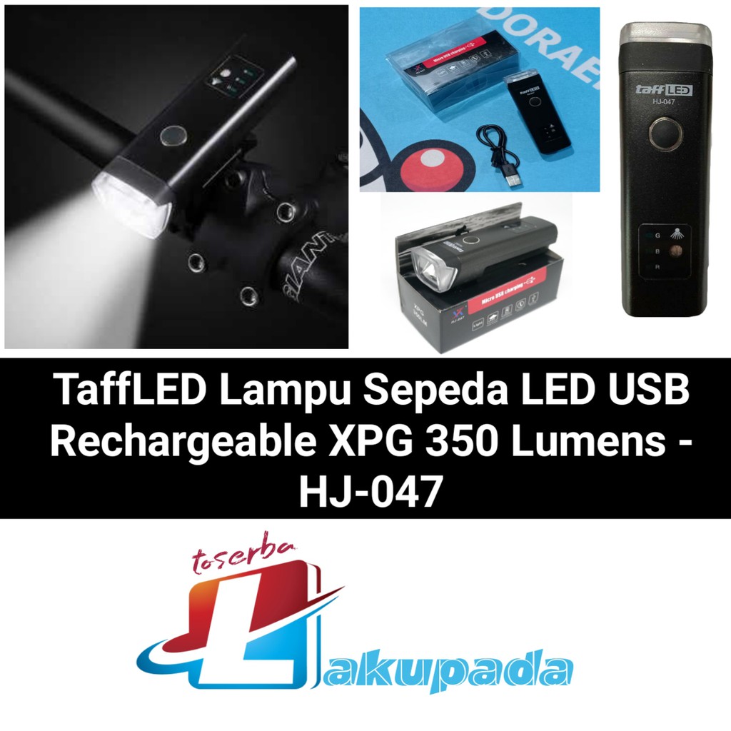 TaffLED Lampu Sepeda LED USB Rechargeable XPG 350 Lumens Waterproof - HJ-047