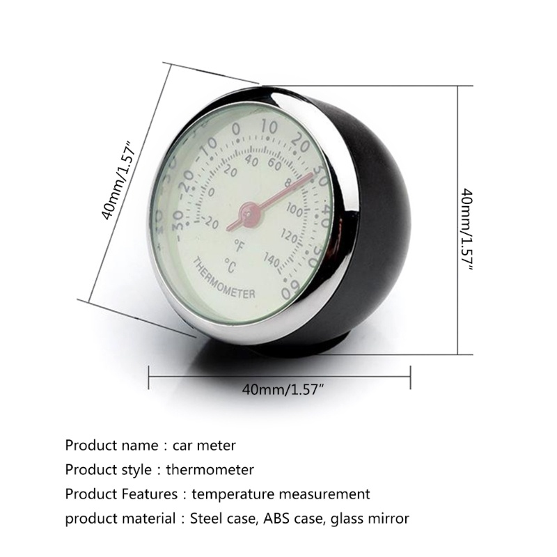 Termometer Stick-on Bentuk Bulat Ukuran Kecil ℃/ °F Display Untuk Mobil