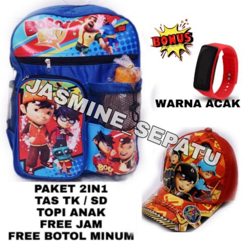 TAS RANSEL ANAK SEKOLAH KARAKTER BOBOIBOY/GRATIS BOTOL MINUMAN