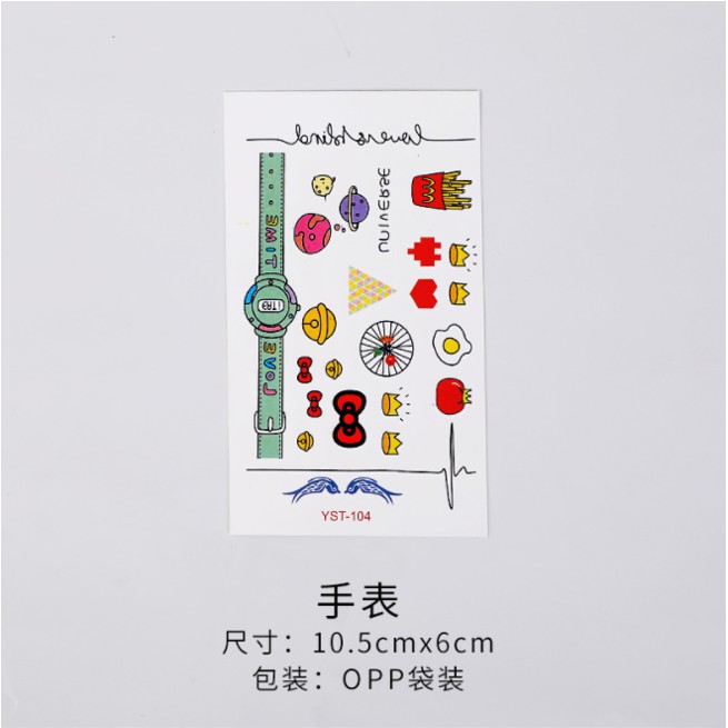 Sticker Mini Cartoon Kartun Tatto Sticker cute watter proof temporary warna [E1-2]-T 6