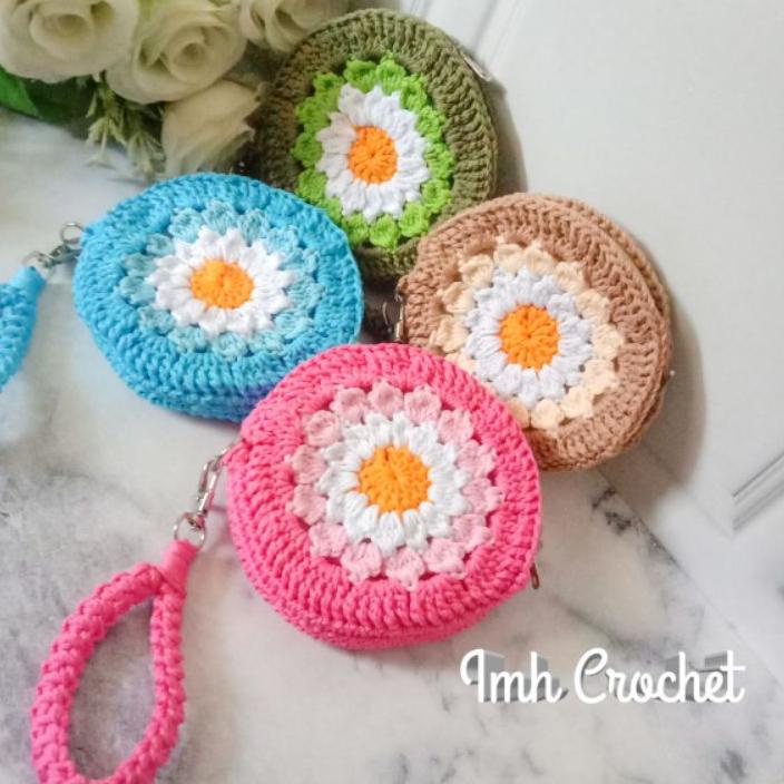 $ Dompet koin rajut bunga /souvenir pernikahan/ souvenir dompet ㆊ