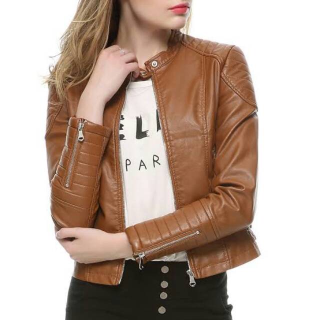 Jaket semi kulit wanita coklat