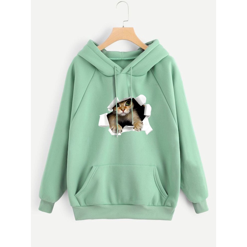 SWEATER HOODIE CAT DOROTHY PRIA/WANITA FLEECE