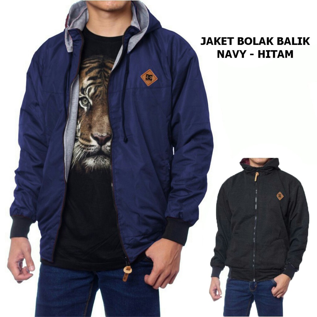 JAKET BOLAK BALIK PRIA WANITA NAVY HITAM TOKO CARPUS