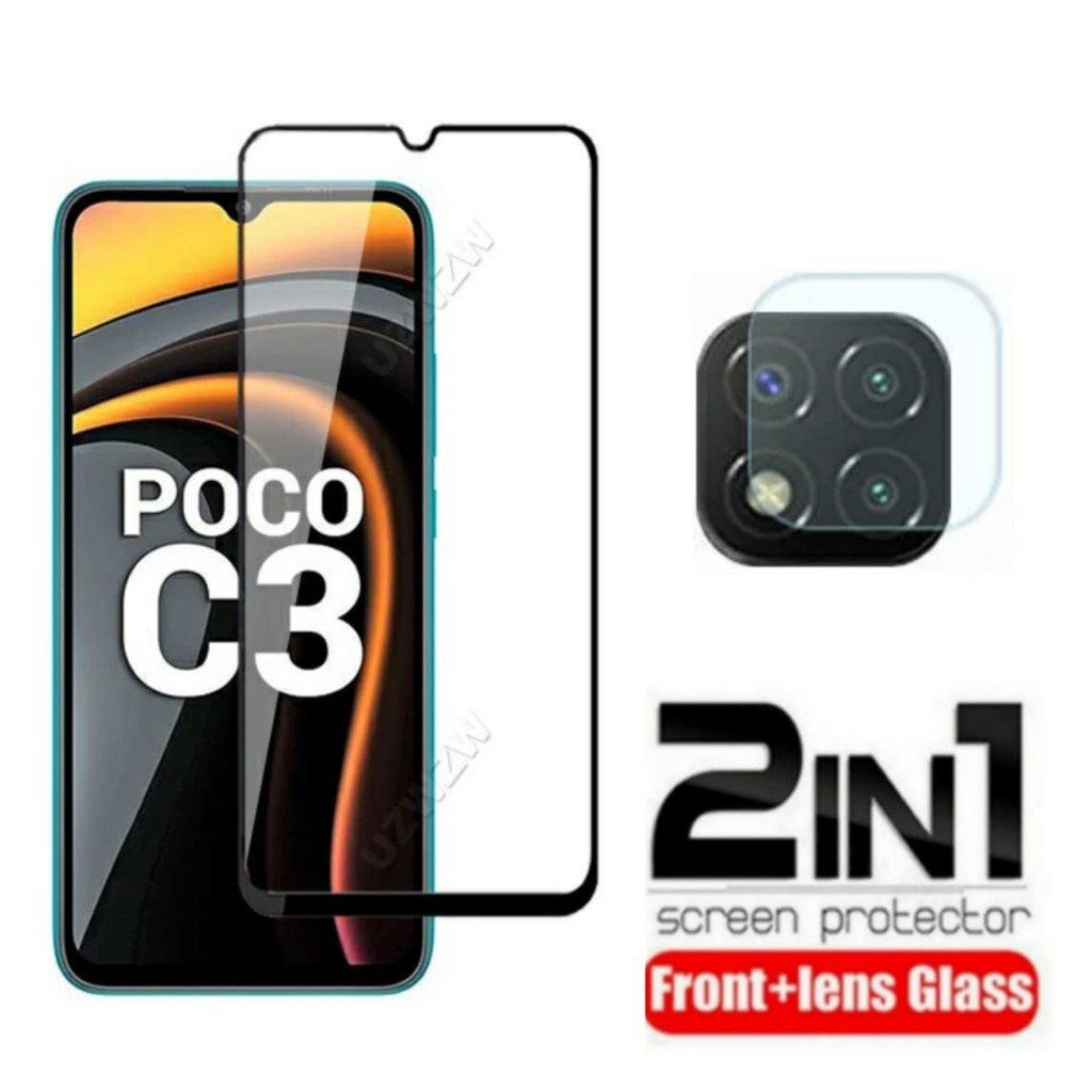 Tempered Glass XIAOMI POCO C3 Terbaru Screen Protector NEW! Pelindung Layar FULL dan Tempered Kamera