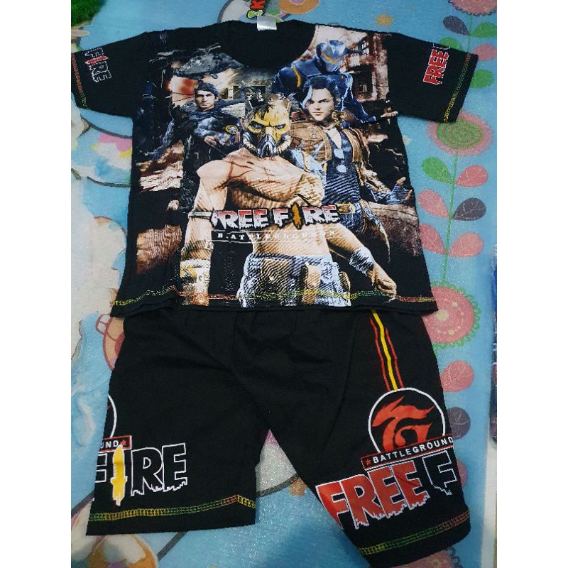 SETELAN KAOS BAJU ANAK FF FREE FIRE GAMING 1-10 tahun BEST SELLER