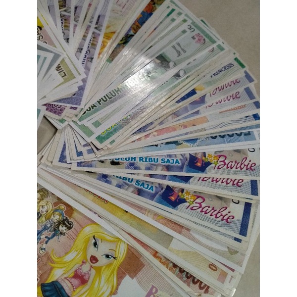 Uang Mainan Barbie / Uang Mainan Kertas / Mainan Anak 100 Lembar