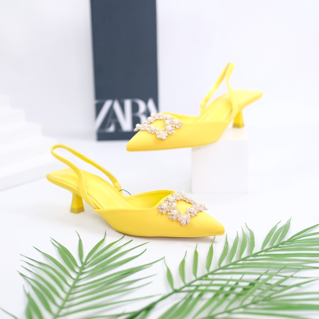 [7.7 Boombastis Sale⚡] - SEPATU WANITA SATIN ZS421 SHIMERY KITTEN HEELS PREMIUM IMPORT