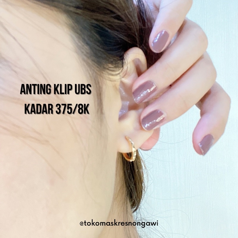 anting emas asli klip u b s kadar 375/8k