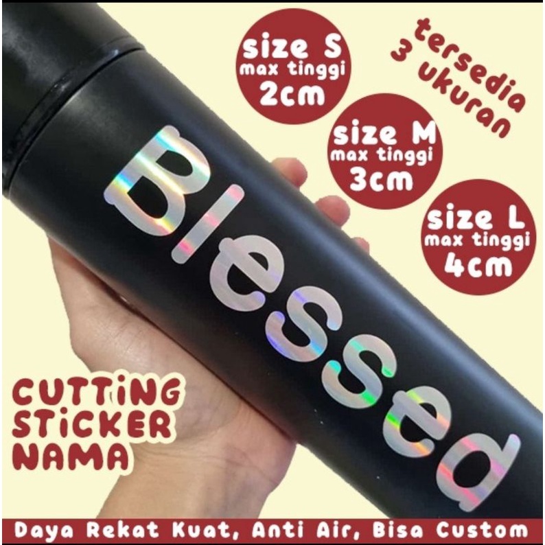 Stiker Hologram Besar Cutting Nama ( bisa request nama ) Aksesoris Nama Custom