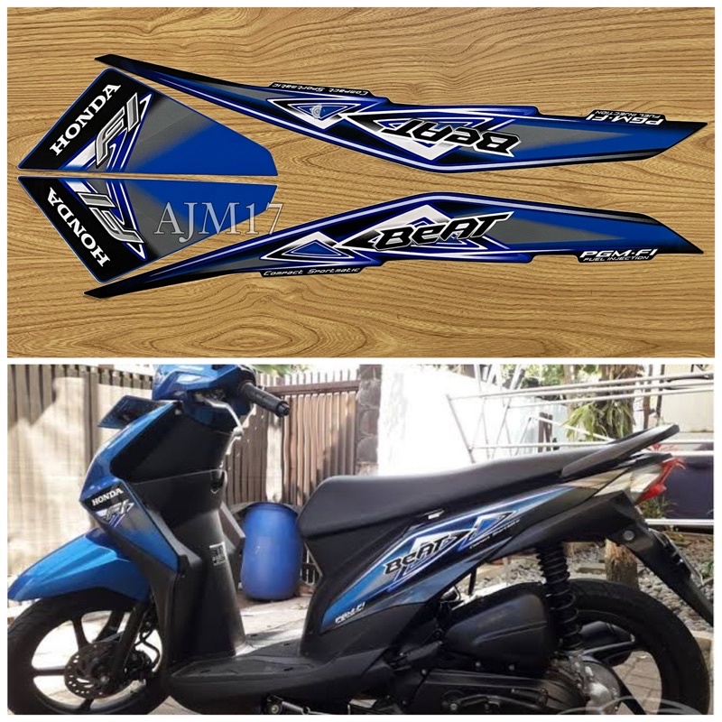 STIKER STRIPING MOTOR BEAT 2013 BIRU HITAM