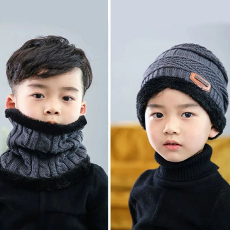 Topi Kupluk Syal Anak Laki dan Perempuan Musim Dingin Winter