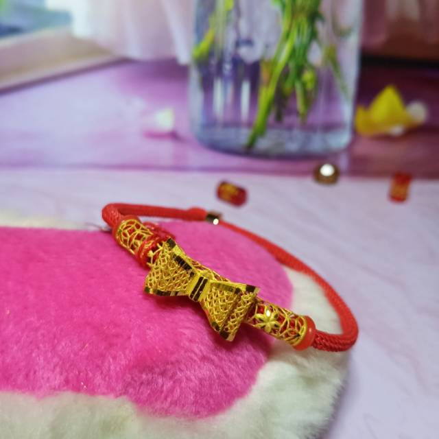 Gelang tali kombinasi Emas tabung pita kadar 375%