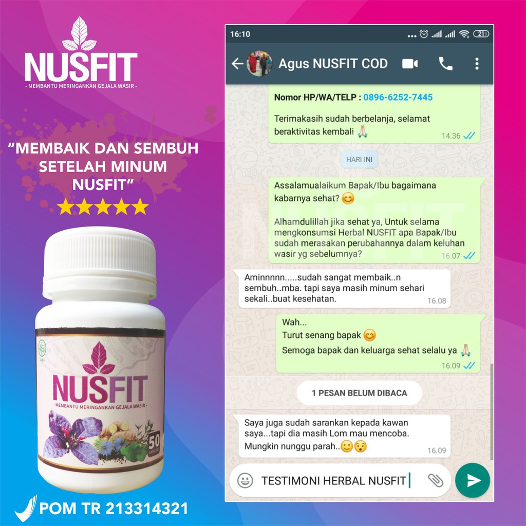 OBAT WASIR &amp; AMBEIEN TERAMPUH NUSFIT !!! ATASI BENJOLAN / HERBAL AMAN &amp; SUDAH BERSTANDAR BPOM