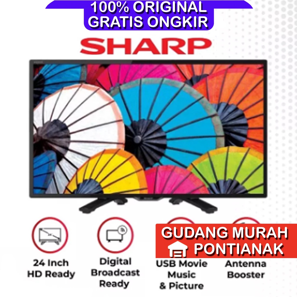 TV SHARP 24 inch DIGITAL (TERBARU TIPE  2T-C24DC1i) AQUOS HD TELEVISI DVB T2 JERNIH AWET GARANSI 5 TAHUN 24&quot; tipi (BACA DESKRIPSI)
