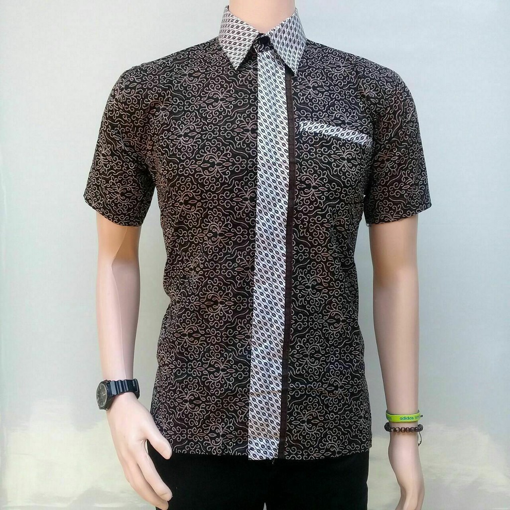 KEMEJA BATIK PRIA/HEM BATIK PRIA/BAJU BATIK PRIA/MOTIF MOCCA COKLAT