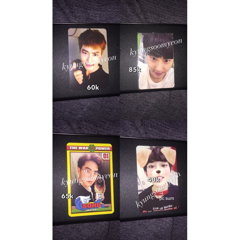 photocard pc chanyeol for life pc sum, suho the war, suho sing for you, suho love me right