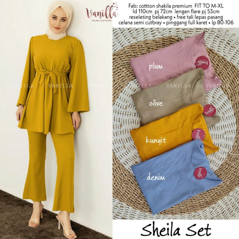 Sheila set wanita cotton shakila import ori Vanilla
