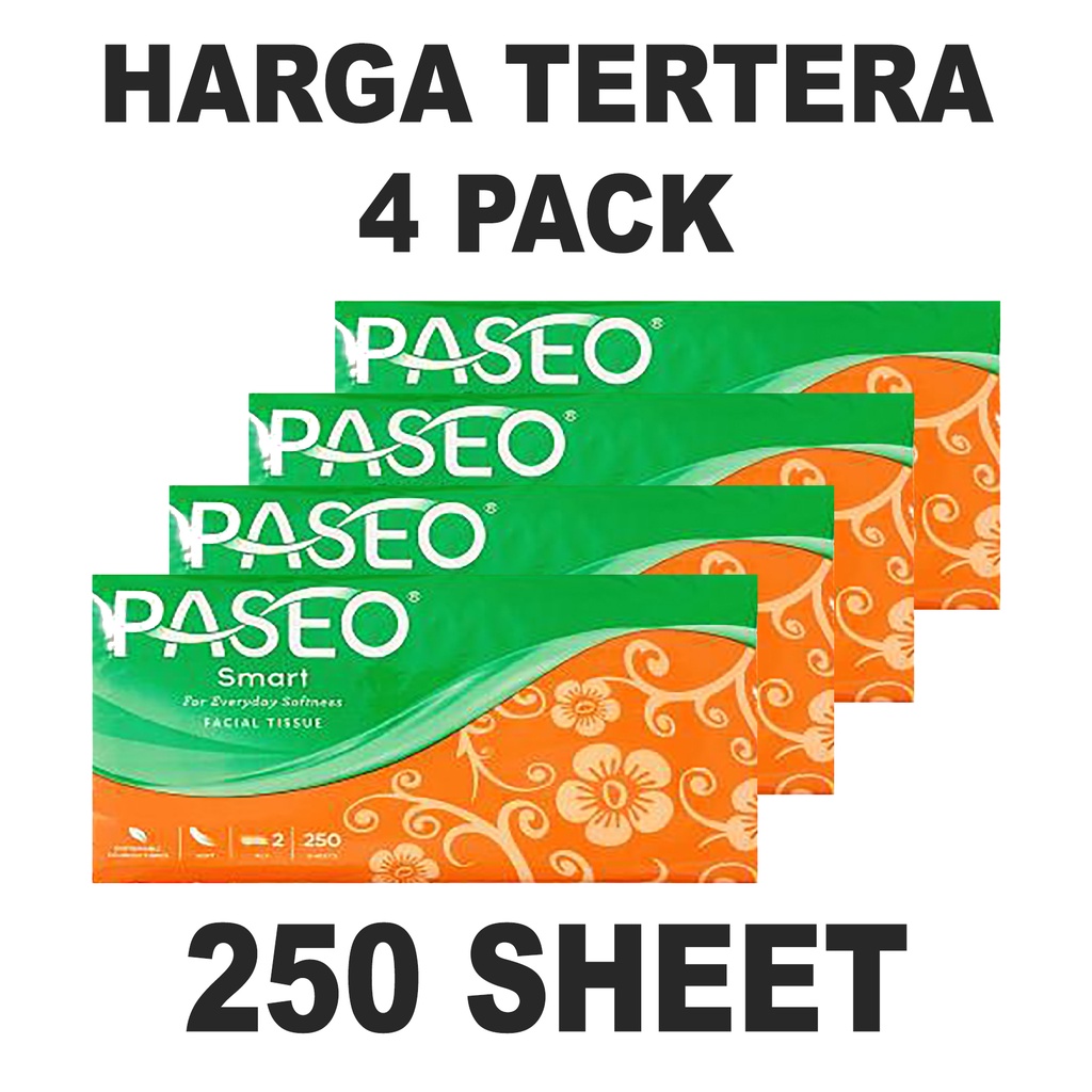 4 PCS Tissue Paseo Smart Facial Tisu Muka Tisue Wajah Soft Pack (250 Sheet / 2 ply) / [PROMO] Tissue