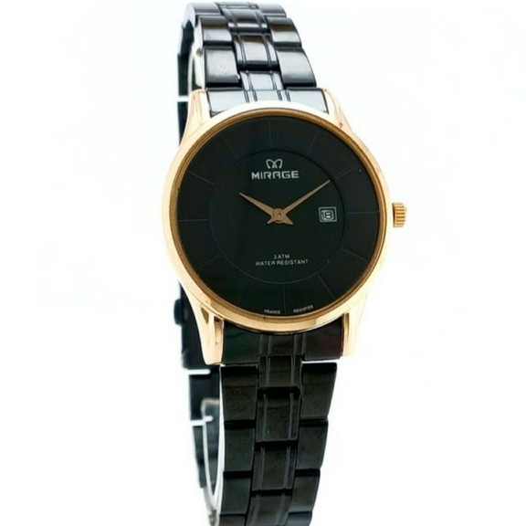 Jam Tangan Pria Mirage 8670 Rantai Hitam Rosegold