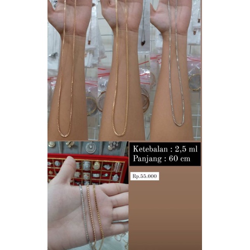 Rantai Kalung Wanita Italy kaca 60cm kalung hijab