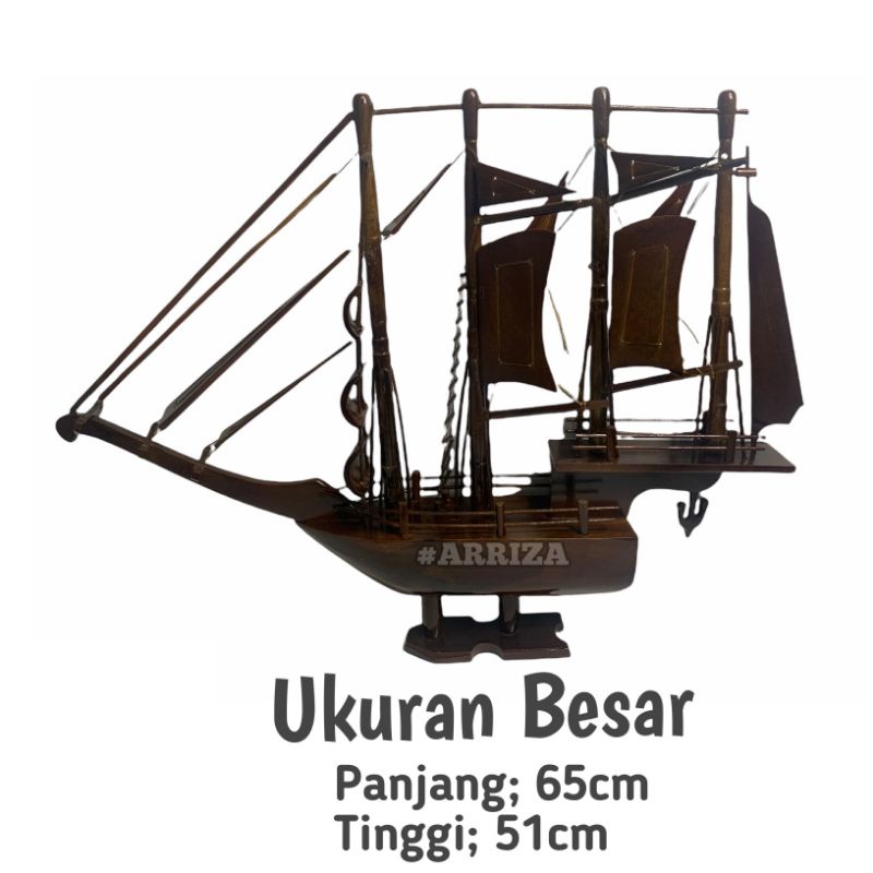 KAPAL MINIATUR / KAPAL HIASAN MEJA / KAPAL HIAS / KAPAL KAYU JATI / FORNITURE KAPAL / DEKORASI KAPAL / KAPAL KAYU JATI ASLI Ukuran Besar