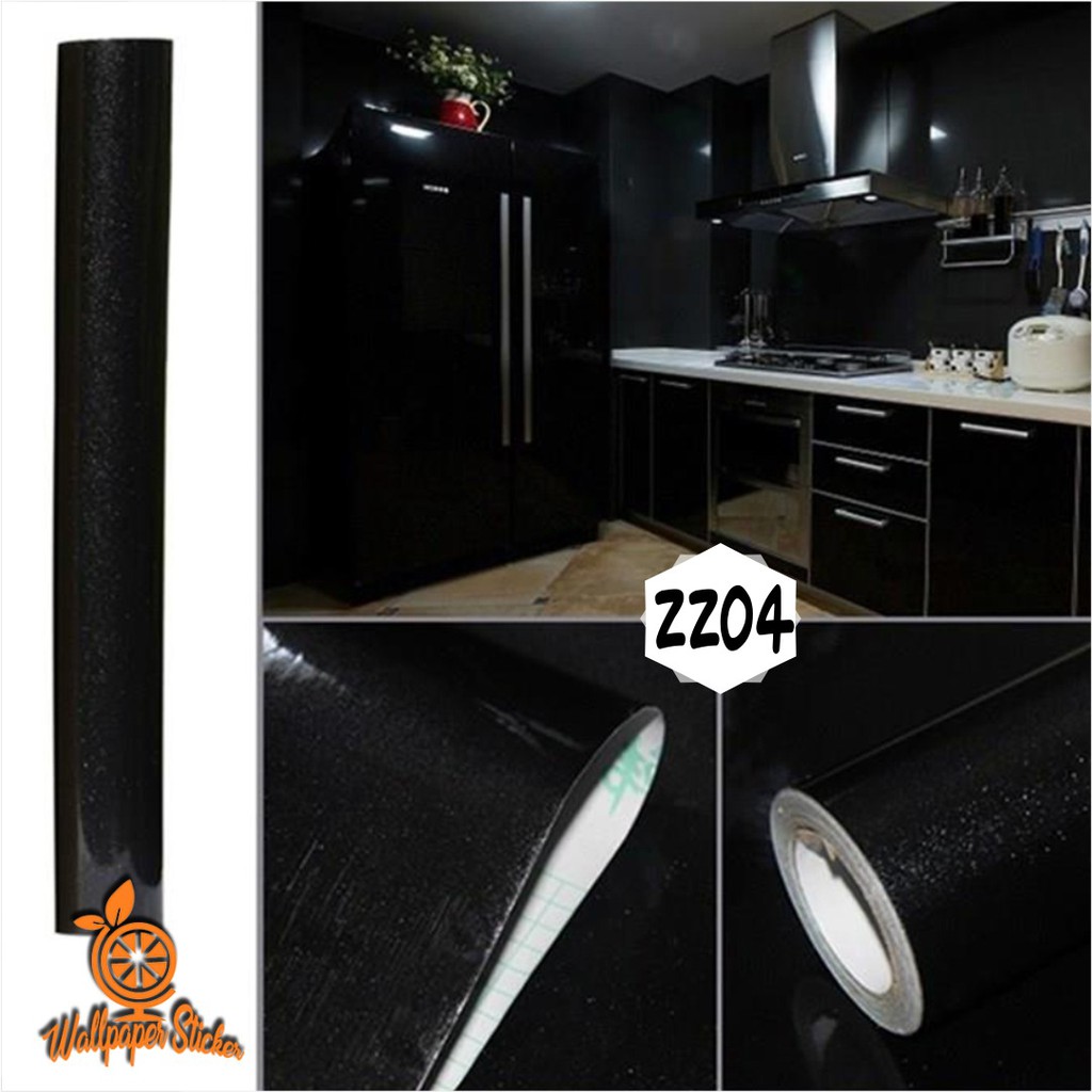 Wallpaper Sticker Dapur Wallpaper Dinding Wallpaper Stiker Polos Putih, Silver, Hitam 61Cmx5M