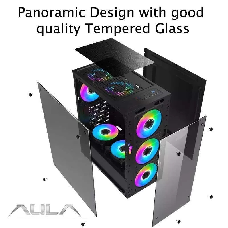 Casing PC Gaming Case AULA FZ010 FZ 010 Free 3 Fan RGB