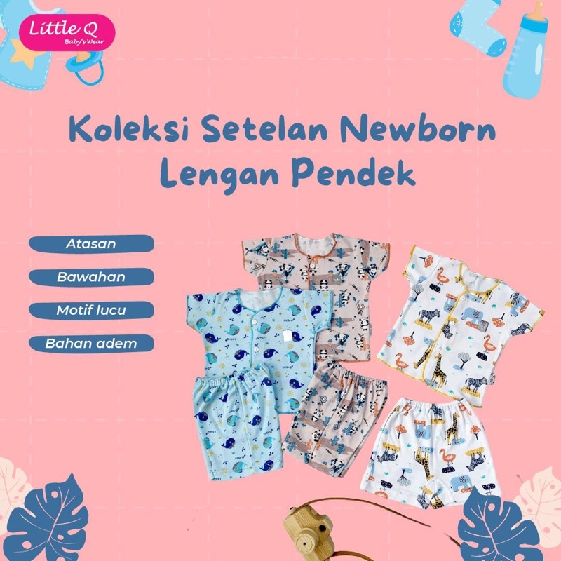 Baju Anak setelan piyama pendek bayi cewek cowok bahan premium Little Q