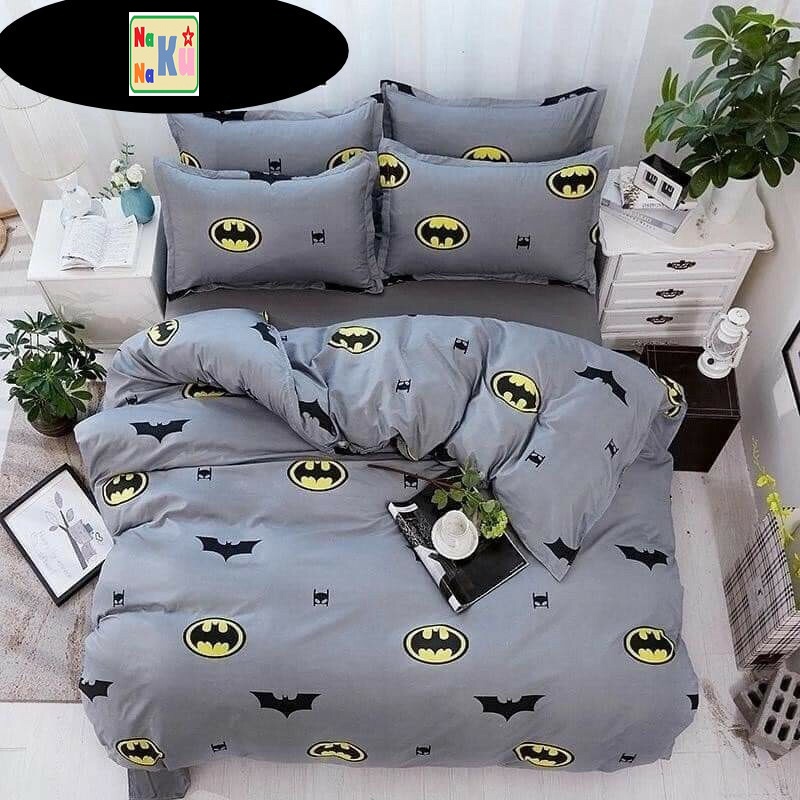 Sprei Bahan Katun dengan Sarung Bantal dan Guling - Motif Superhero