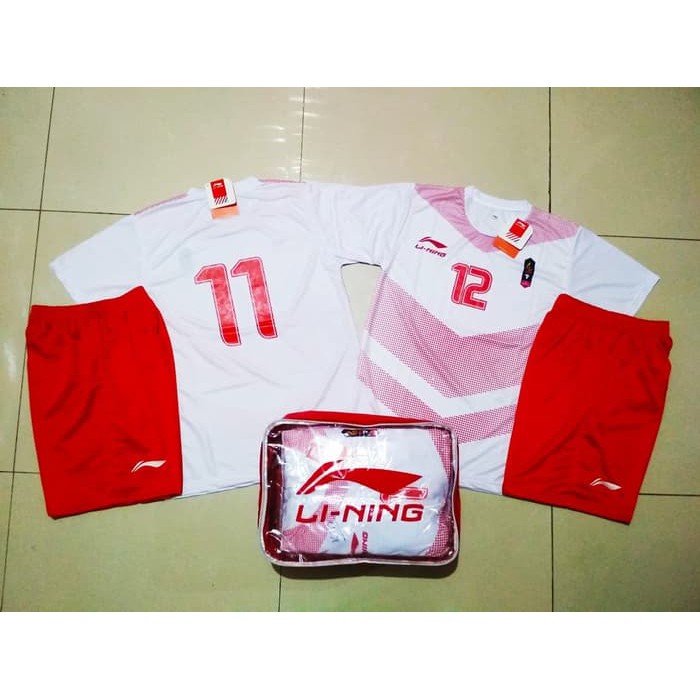 Olahraga SETELAN Kaos TIM Baju Celana Bola / Futsal / Volly LUSINAN L137 White