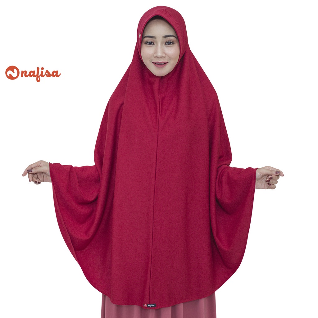 PROMO 12.12 Jilbab Bergo Nafisa ASHA | Jilbab Haji & Umroh | Hijab Instan Pad Muslimah | Jilbab Instan KAOS-MERAH HATI
