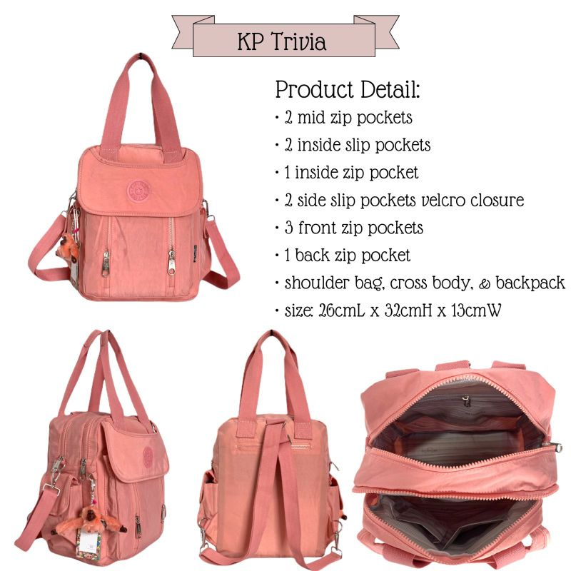 Tas wanita selempang ransel kp trivia import waterproof cyutebags