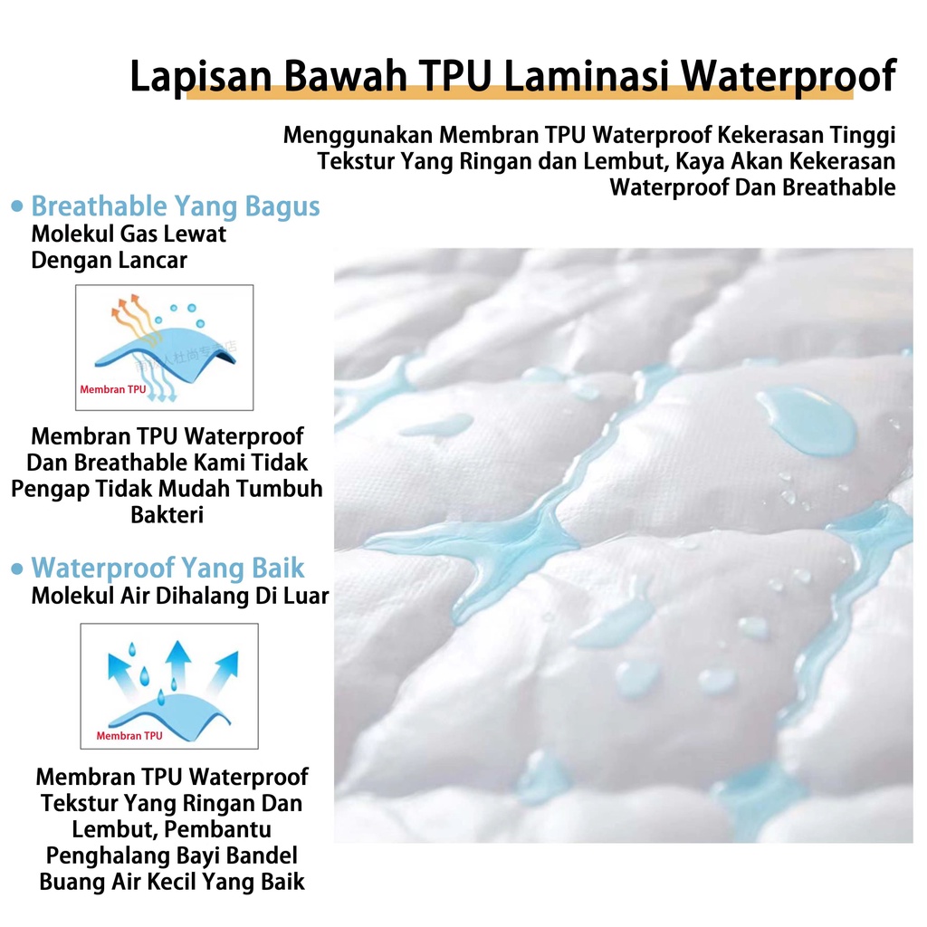 Warna polos Sprei Anti Air/ Sprei Waterproof Protector bermotif ukuran 120x200 160x200 180x200