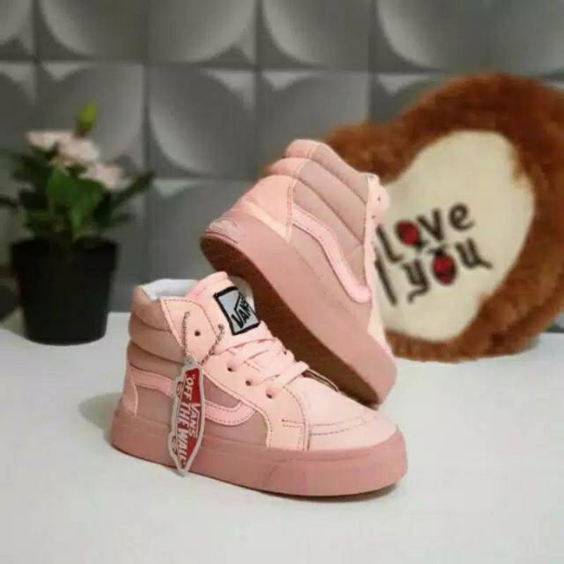 VANS BOOTS FULL PEACH / SEPATU VANS ANAK WARNA PEACH / SEPATU ANAK PEREMPUAN / VANS KIDS PREMIUM / S
