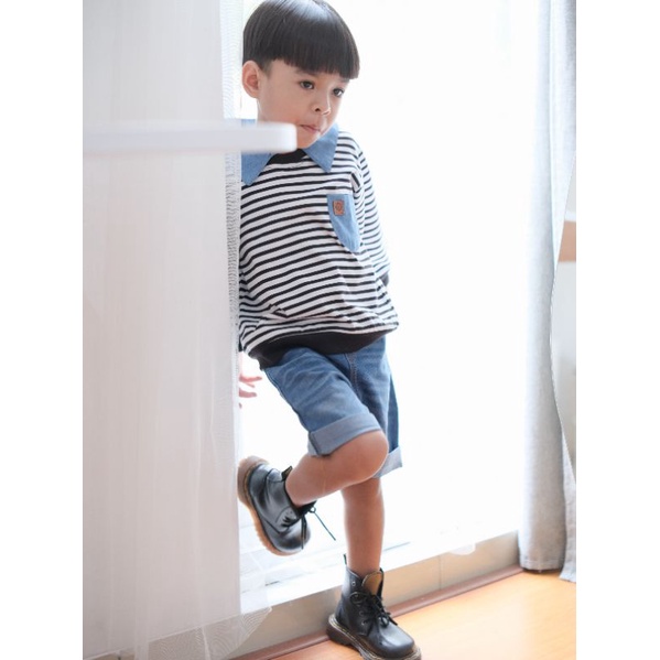 Kaos Panjang Anak Perempuan Laki Laki Garis Garis Long Stripe