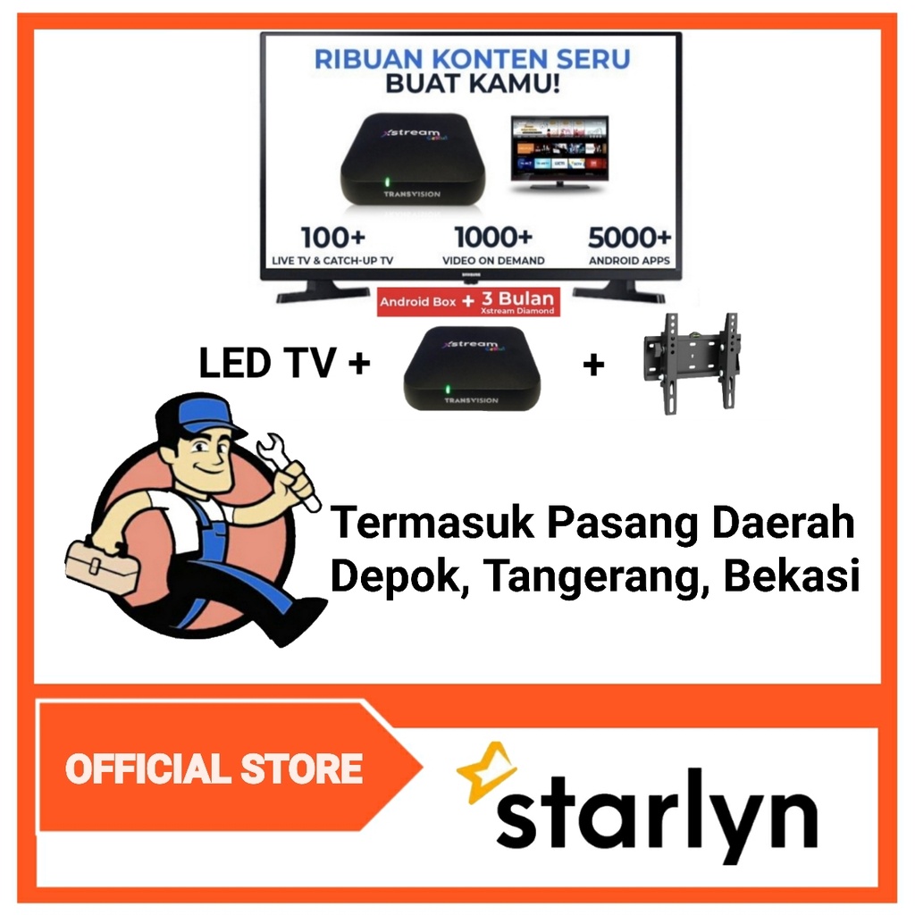 SAMSUNG LED DIGITAL TV Smart Android Box Ram 2GB [32 Inch] 32T4001-PASANG DETABEK