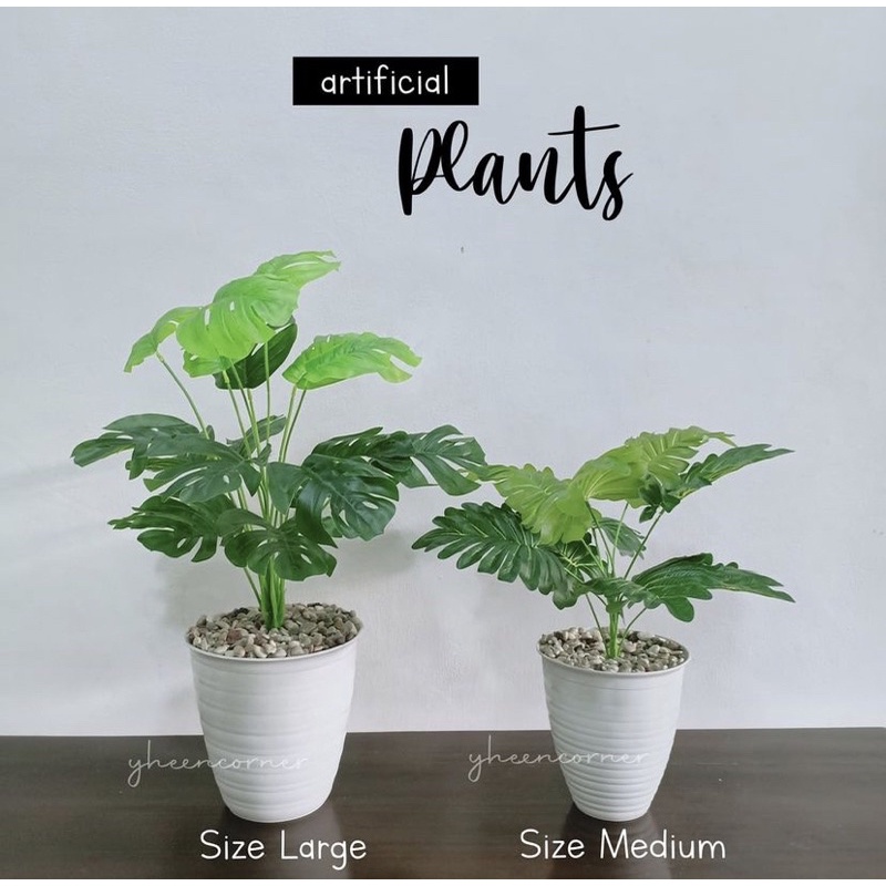 Artificial Plants Monstera Palm Banana Fiddle Leaf Tree / Pohon Pisang / Pohon Palem / Pohon Ketapang Biola /  Monstera Artifisial Size Large