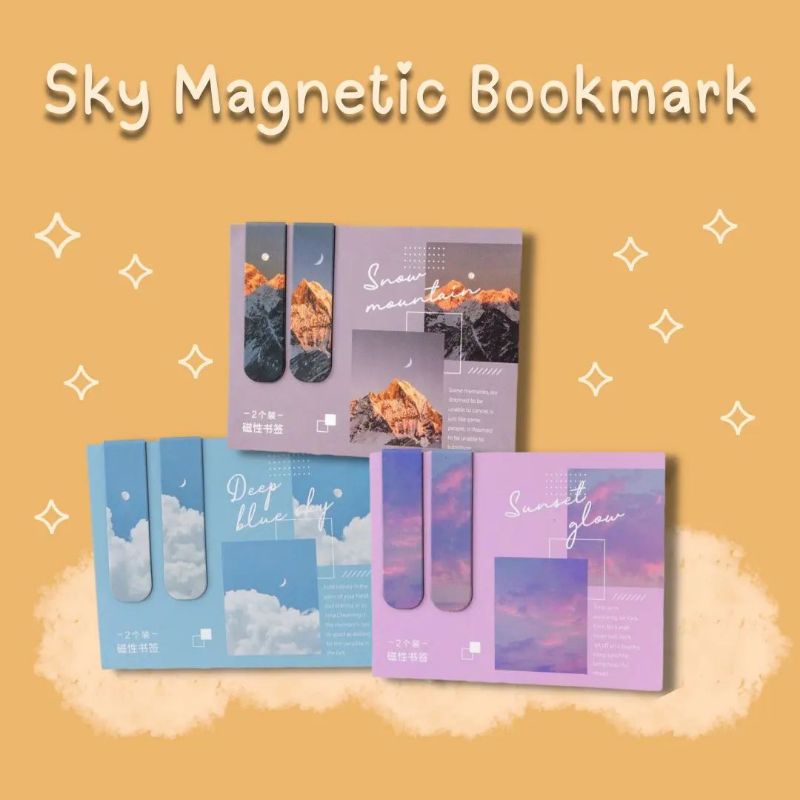 

2 pcs Sky Magnetic Bookmark | Pembatas Buku Magnetik