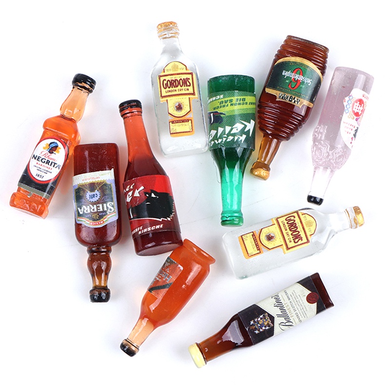 &lt; E2id &amp; &gt; 10Pcs / Set Miniatur Botol Wine Skala 1: 12 Untuk Dekorasi Rumah Boneka