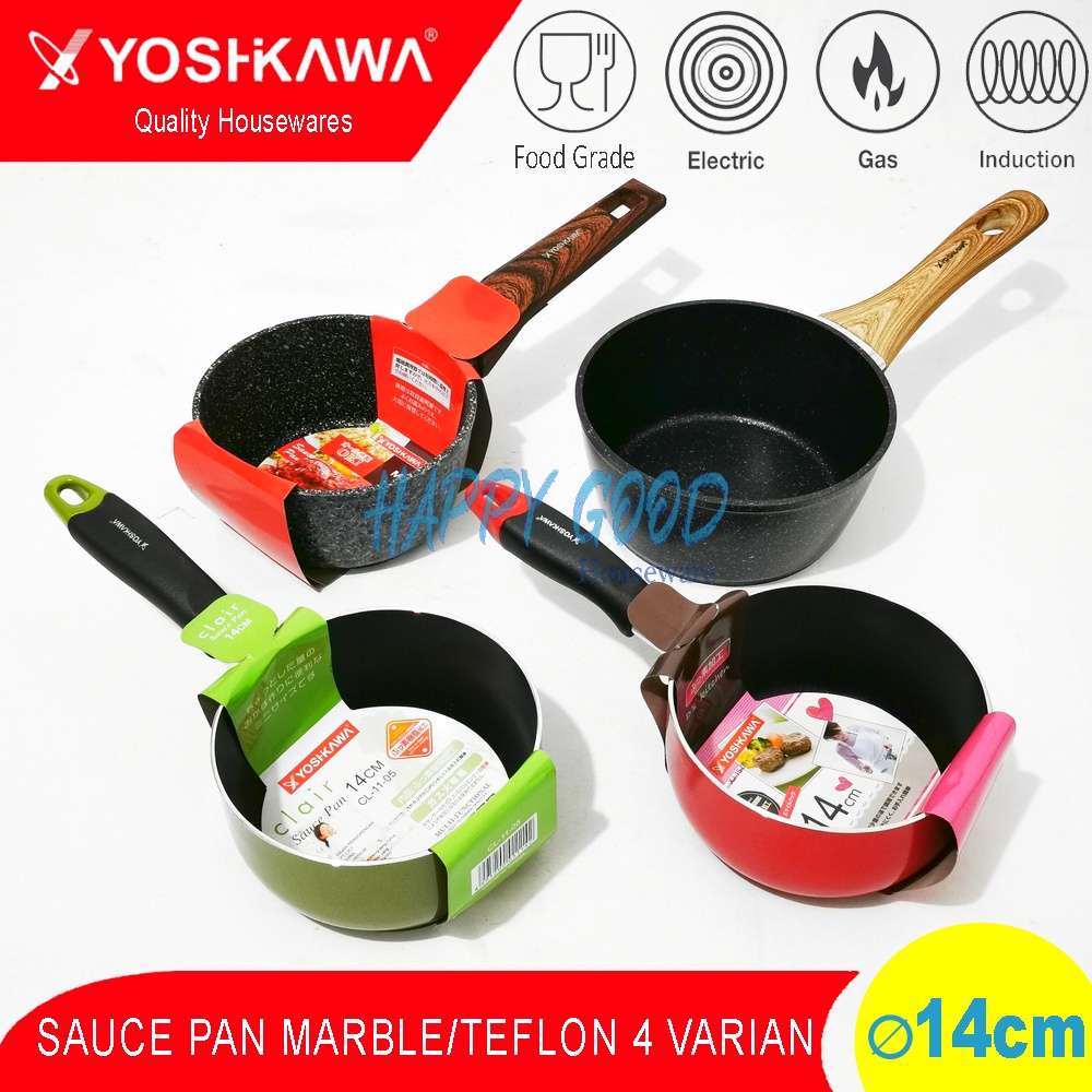Teflon 14cm SAUCE PAN PANCI PENGGORENGAN MARBLE TANPA TUTUP Anti Lengket Rumah Tangga Kualitas Terba