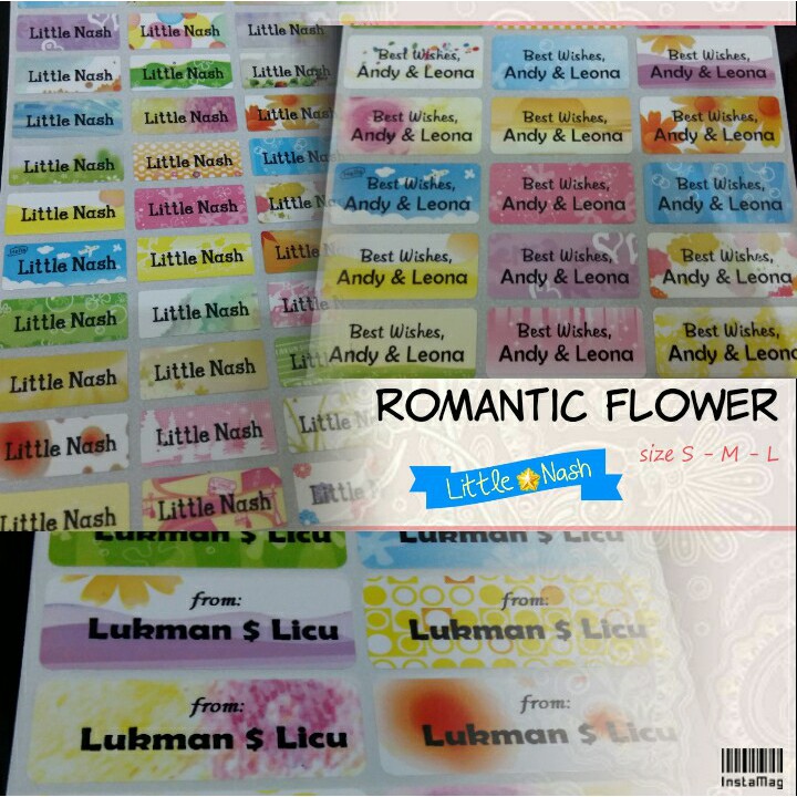 

Stiker Label Nama Waterproof - Romantic Flower
