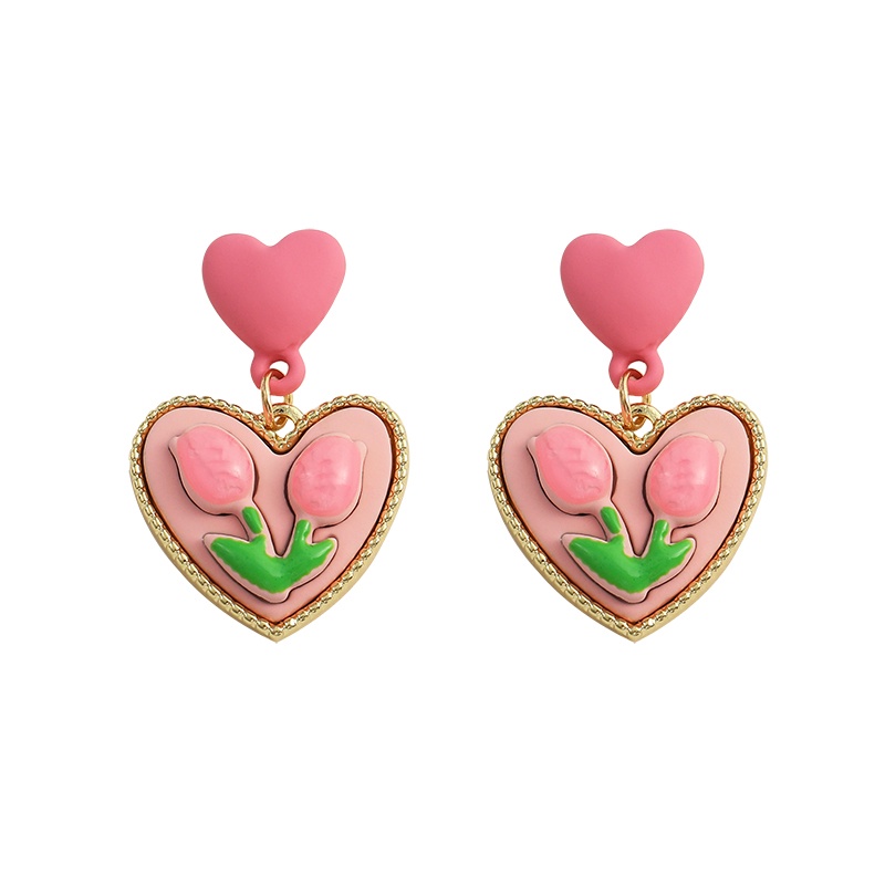 Anting Tusuk Motif Bunga Tulip Simple Trendy Untuk Wanita