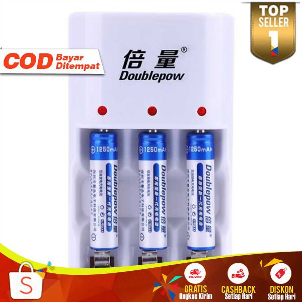 Charger Baterai Untuk AA/AAA 3 slot+Batray 3PCS AA 1200mAh Cas Chas Bateray