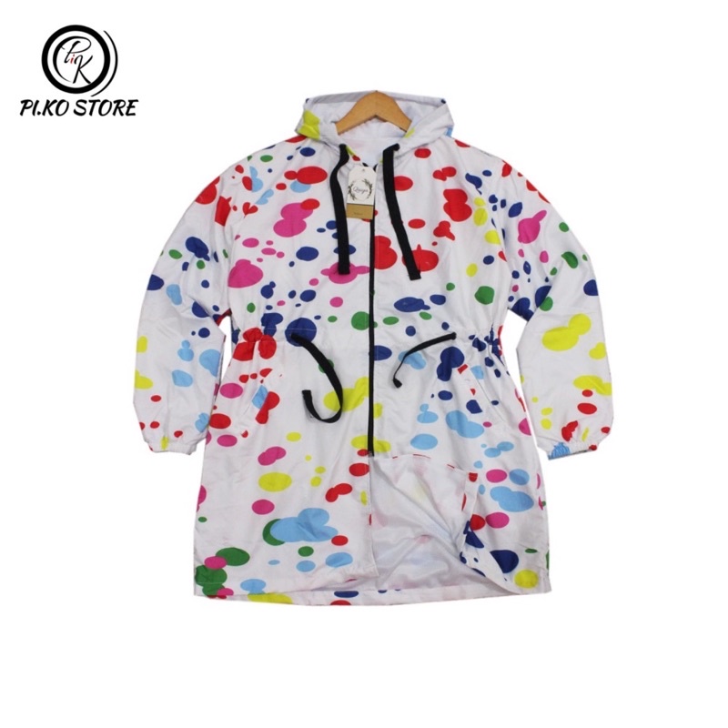 JAKET TUNIK PARASUT WANITA / JAKET PARASUT PRINTING / LONG JAKET PARASUT